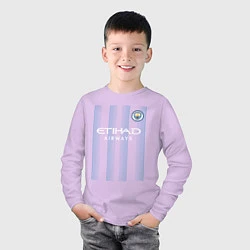 Лонгслив хлопковый детский Эрлинг Холанд Манчестер Сити форма 2324, цвет: лаванда — фото 2