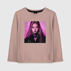 Лонгслив хлопковый детский Blackpink Jennie аниме рисунок, цвет: пыльно-розовый