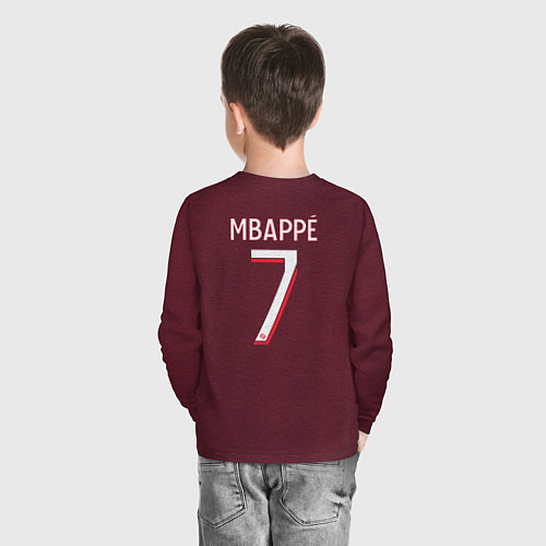 Детский лонгслив Килиан Мбаппе форма ФК ПСЖ 2324 домашняя / Меланж-бордовый – фото 4