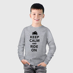 Лонгслив хлопковый детский Keep calm and ride on, цвет: меланж — фото 2