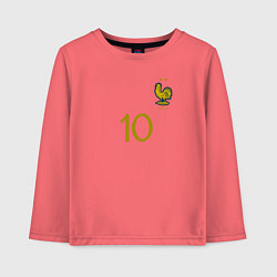 Лонгслив хлопковый детский Килиан Мбаппе ЧМ 2022 сборная Франции, цвет: коралловый