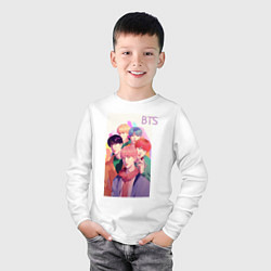 Лонгслив хлопковый детский Kpop BTS art, цвет: белый — фото 2