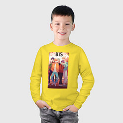 Лонгслив хлопковый детский BTS music anime, цвет: желтый — фото 2