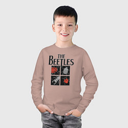 Лонгслив хлопковый детский Beetles, цвет: пыльно-розовый — фото 2