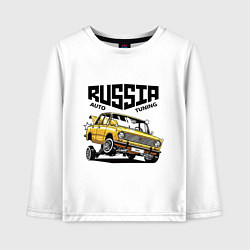 Лонгслив хлопковый детский Russia tuning car, цвет: белый