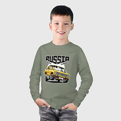 Лонгслив хлопковый детский Russia tuning car, цвет: авокадо — фото 2