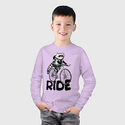 Лонгслив хлопковый детский Raccoon ride, цвет: лаванда — фото 2