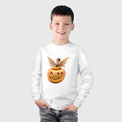 Лонгслив хлопковый детский Маленькая фея с крыльями на тыкве в хэллоуин, цвет: белый — фото 2
