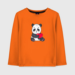 Лонгслив хлопковый детский Панда с сердцем, цвет: оранжевый