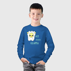 Лонгслив хлопковый детский Не проблема ламы - no problama, цвет: синий — фото 2