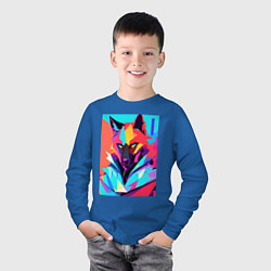 Лонгслив хлопковый детский Волчара - поп-арт, цвет: синий — фото 2