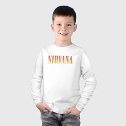 Лонгслив хлопковый детский Nirvana logo, цвет: белый — фото 2