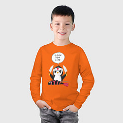 Лонгслив хлопковый детский Готовь всю жизнь, цвет: оранжевый — фото 2