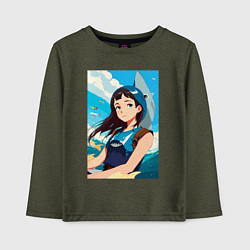 Детский лонгслив Девочка и океан