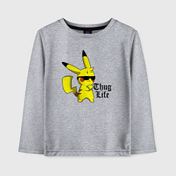 Лонгслив хлопковый детский Pika thug life, цвет: меланж