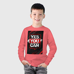 Лонгслив хлопковый детский Yes, you can, цвет: коралловый — фото 2