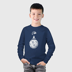 Лонгслив хлопковый детский Moon spaceman, цвет: тёмно-синий — фото 2