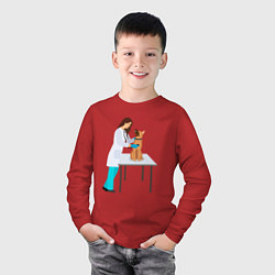 Лонгслив хлопковый детский Врач и собака, цвет: красный — фото 2