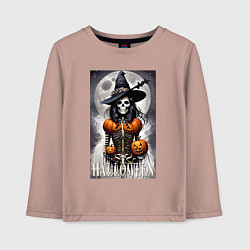 Лонгслив хлопковый детский Witch - skeleton - halloween, цвет: пыльно-розовый