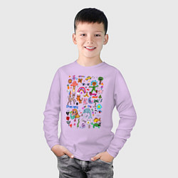 Лонгслив хлопковый детский Детский коллаж, цвет: лаванда — фото 2