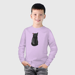 Лонгслив хлопковый детский Кот с пустым взглядом - мем, цвет: лаванда — фото 2