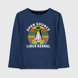 Лонгслив хлопковый детский Пингвин ядро линукс, цвет: тёмно-синий