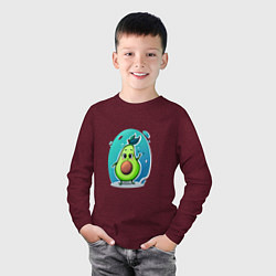 Лонгслив хлопковый детский Cute avocado, цвет: меланж-бордовый — фото 2