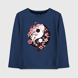 Лонгслив хлопковый детский Скура с инь и янь, цвет: тёмно-синий