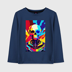 Лонгслив хлопковый детский Pop art skull, цвет: тёмно-синий