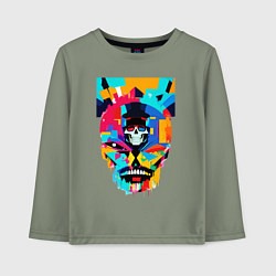 Лонгслив хлопковый детский Funny skull - pop art, цвет: авокадо