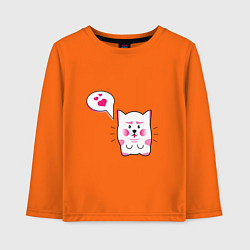 Лонгслив хлопковый детский Милый котик с сердечками, цвет: оранжевый