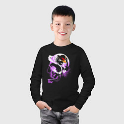 Лонгслив хлопковый детский Луффи из ван писа - gear 5, цвет: черный — фото 2