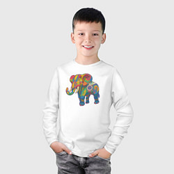 Лонгслив хлопковый детский Разноцветный слоник, цвет: белый — фото 2