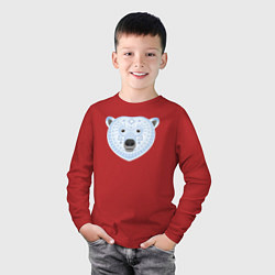 Лонгслив хлопковый детский Полярный медведь, цвет: красный — фото 2