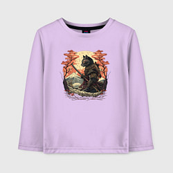 Детский лонгслив Японский самурайский кот