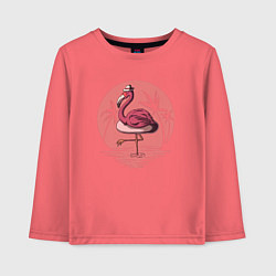 Лонгслив хлопковый детский Розовый фламинго в очках и шляпе, цвет: коралловый