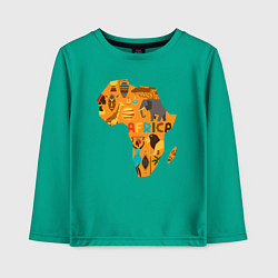 Лонгслив хлопковый детский Красочная Африка, цвет: зеленый