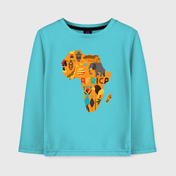Лонгслив хлопковый детский Красочная Африка, цвет: бирюзовый