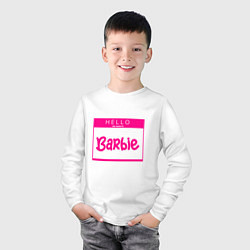 Лонгслив хлопковый детский Hello my name is Barbie, цвет: белый — фото 2