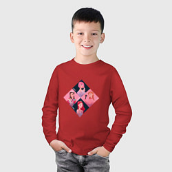Лонгслив хлопковый детский Сгруппированные арты участниц Блэк Пинк, цвет: красный — фото 2