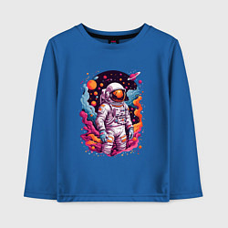 Детский лонгслив Космонавт в открытом космосе среди планет