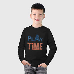 Лонгслив хлопковый детский Время играть в баскетбол, цвет: черный — фото 2