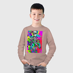 Лонгслив хлопковый детский Funny skeleton - pop art, цвет: пыльно-розовый — фото 2