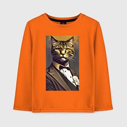 Детский лонгслив Крутой котяра - джентльмен - нейросеть