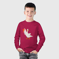 Лонгслив хлопковый детский Гусь с красным платком, цвет: маджента — фото 2