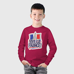 Лонгслив хлопковый детский Vive la France, цвет: маджента — фото 2