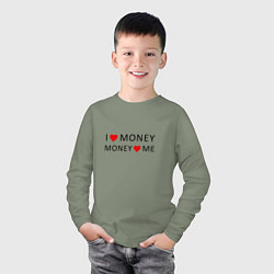 Лонгслив хлопковый детский Надпись Я люблю деньги деньги любят меня, цвет: авокадо — фото 2