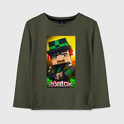 Лонгслив хлопковый детский Roblox green man, цвет: меланж-хаки