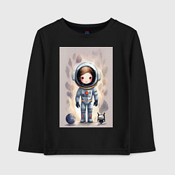 Лонгслив хлопковый детский Милый маленький космонавт - нейросеть, цвет: черный