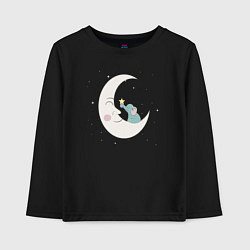 Лонгслив хлопковый детский Слонёнок на луне, цвет: черный